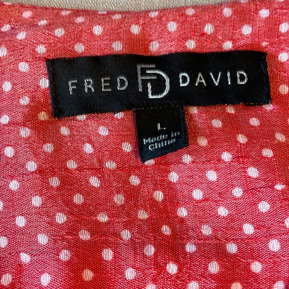 Elegant Red Polka Dot Sheer Blouse - Picture 5 of 7